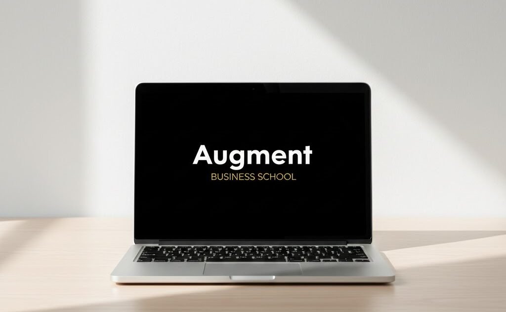 A modern silver laptop placed on a minimal wooden desk, centered composition, pure white studio background, soft natural lighting, subtle shadows, realistic reflections, front-facing laptop screen clearly visible, ultra-high resolution, professional product photography style, clean and minimal aesthetic, no clutter, no people. and remove udcourse and star text and logo